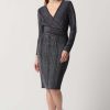 Women Joseph Ribkoff | Joseph Ribkoff Lurex Striped Dress In Silver Black 234080