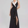 Women Joseph Ribkoff | Signature By Joseph Ribkoff Tuxedo Gown In Black 241712