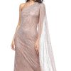 Women Zaliea | Zaliea One Shoulder Beaded Dress In Tea Rose