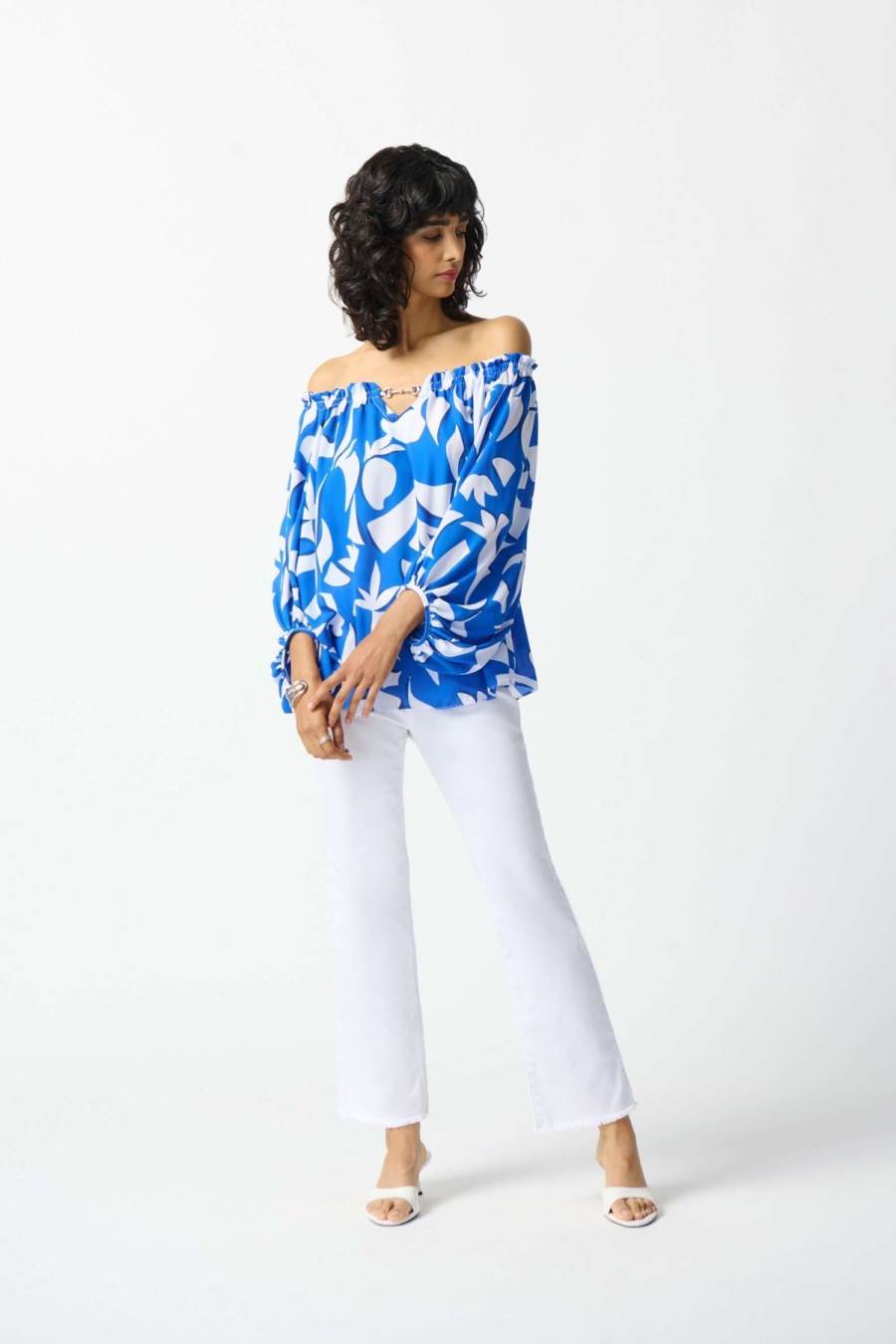 Women Joseph Ribkoff | Joseph Ribkoff Keyhole Top In Blue Vanilla 242028