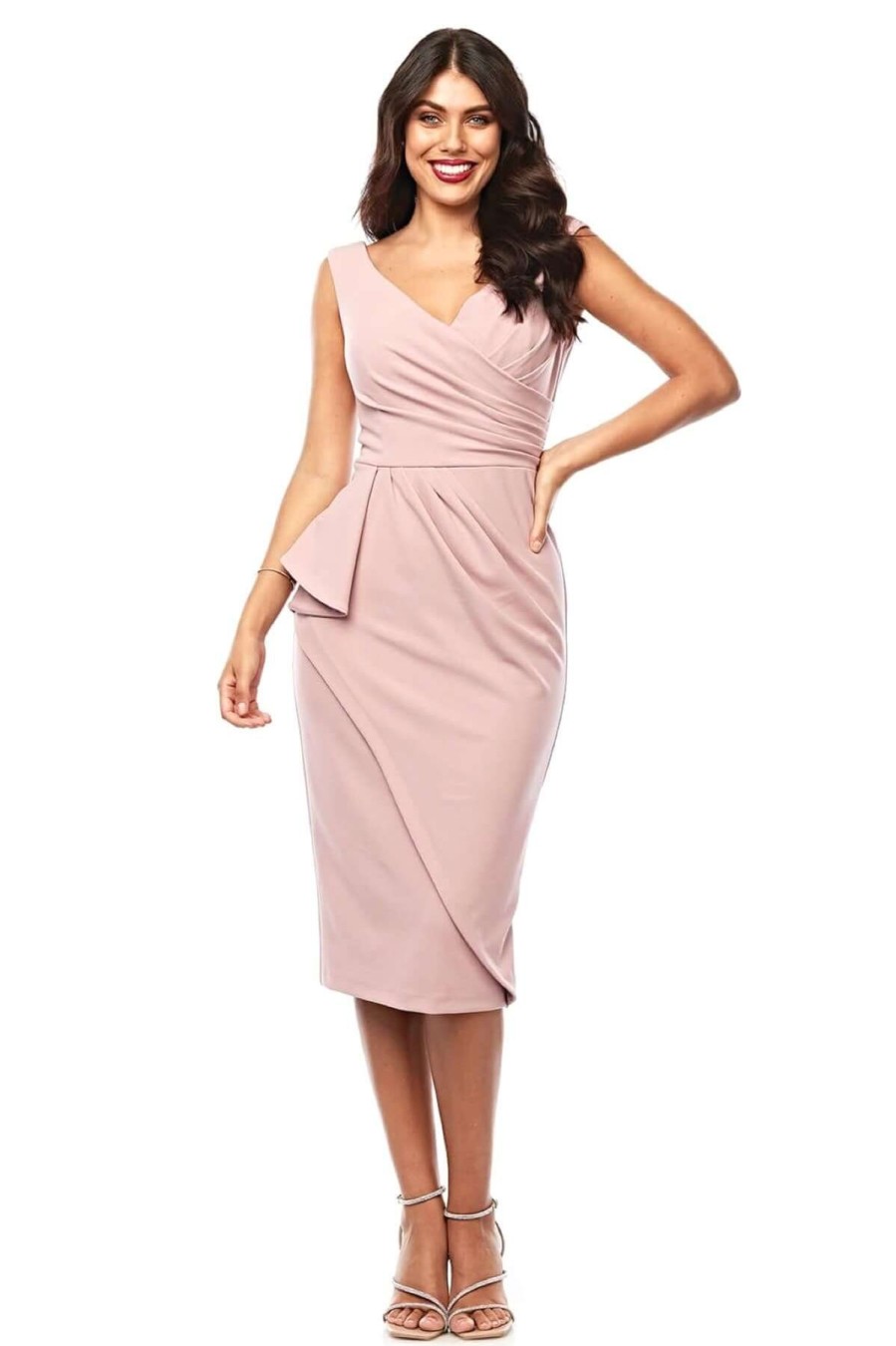 Women Zaliea | Zaliea Swayed Party Dress In Dusty Pink