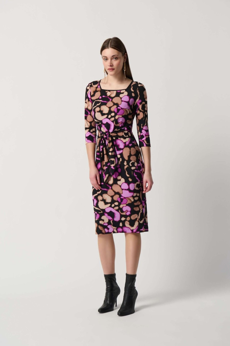 Women Joseph Ribkoff | Joseph Ribkoff Sash Dress In Black Combo 234291