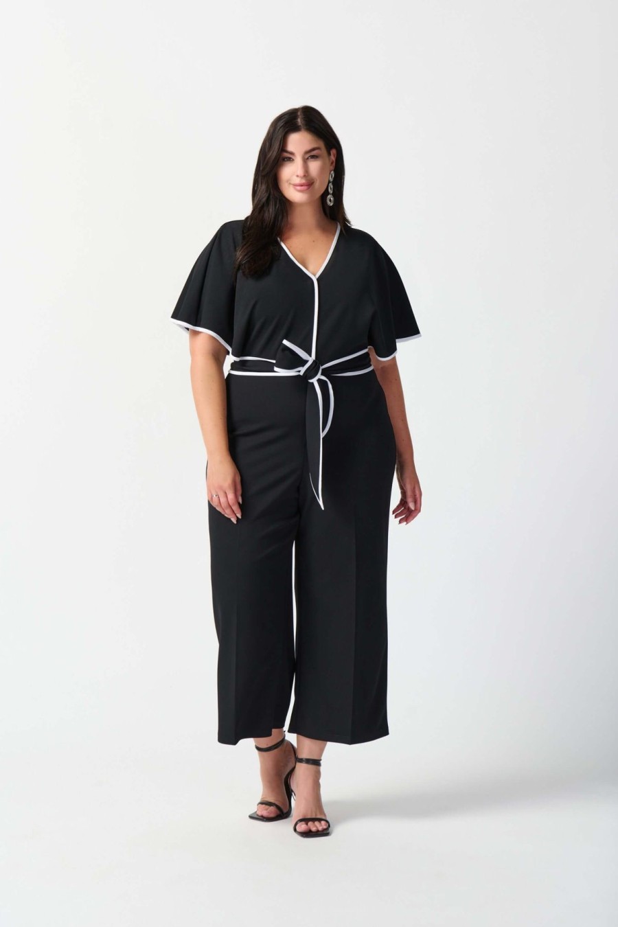 Women Joseph Ribkoff | Joseph Ribkoff Scuba Crepe Jumpsuit In Black Vanilla 242082