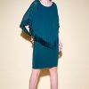 Women Joseph Ribkoff | Signature By Joseph Ribkoff Pleated Cape Dress In Alpine Green 234705